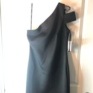 Black One Shoulder Asymmetric Calvin Klein Dress